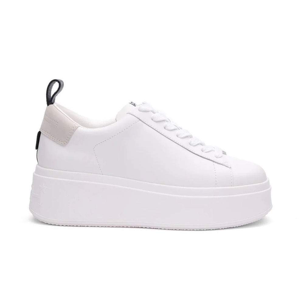 Ash White Platform Sneakers with Black Accents - Picture 3 of 8